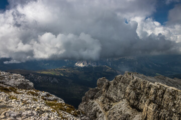 Mountain trail Lagazuoi in Dolomites