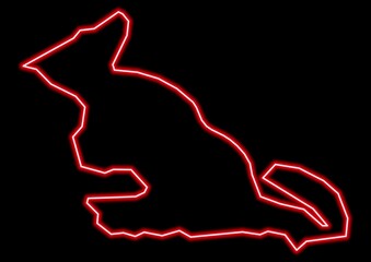 Red glowing neon map of Larne United Kingdom on black background.