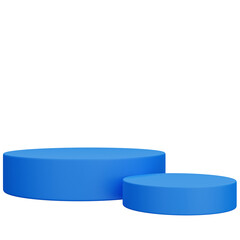 blue circle podium for product display on transparent background. 3D Illustration