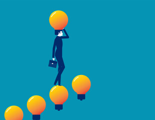 Business with light bulb ladder. Business ladder of success vector illustration