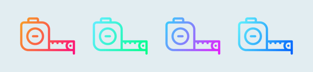 Tape measure line icon in gradient colors. Length scale signs vector illustration.