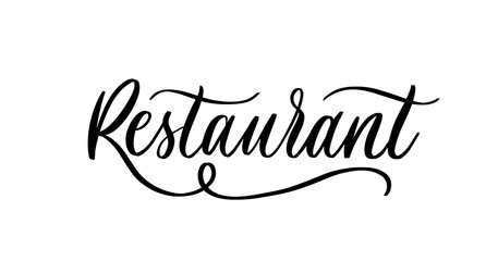 Restaurant logo. Icon or symbol for design menu eatery, canteen or cafe. Lettering vector illustration.