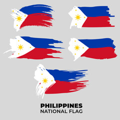 Philippines national flag in paintbrush and grunge brushes collection