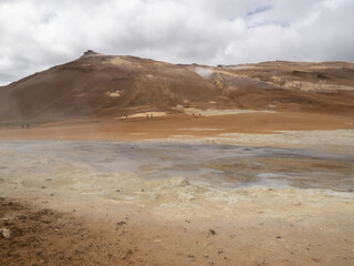 Hverir Geothermal Area and Namafjall Hike in the Krafla volcano area, a goethermatically active zone in Northen Iceland