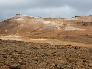 Hverir Geothermal Area and Namafjall Hike in the Krafla volcano area, a goethermatically active zone in Northen Iceland