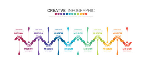 Infographics element design for all month, can be used for Business concept with 12 options, steps or processes.