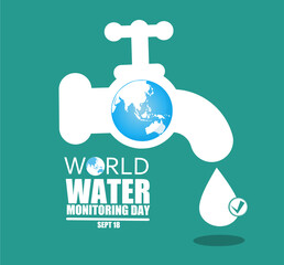 world water monitoring day vector illustration, suitable for web banner or card campaign