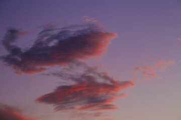 Pink Clouds and lovely sky at Sunset in Alicante
