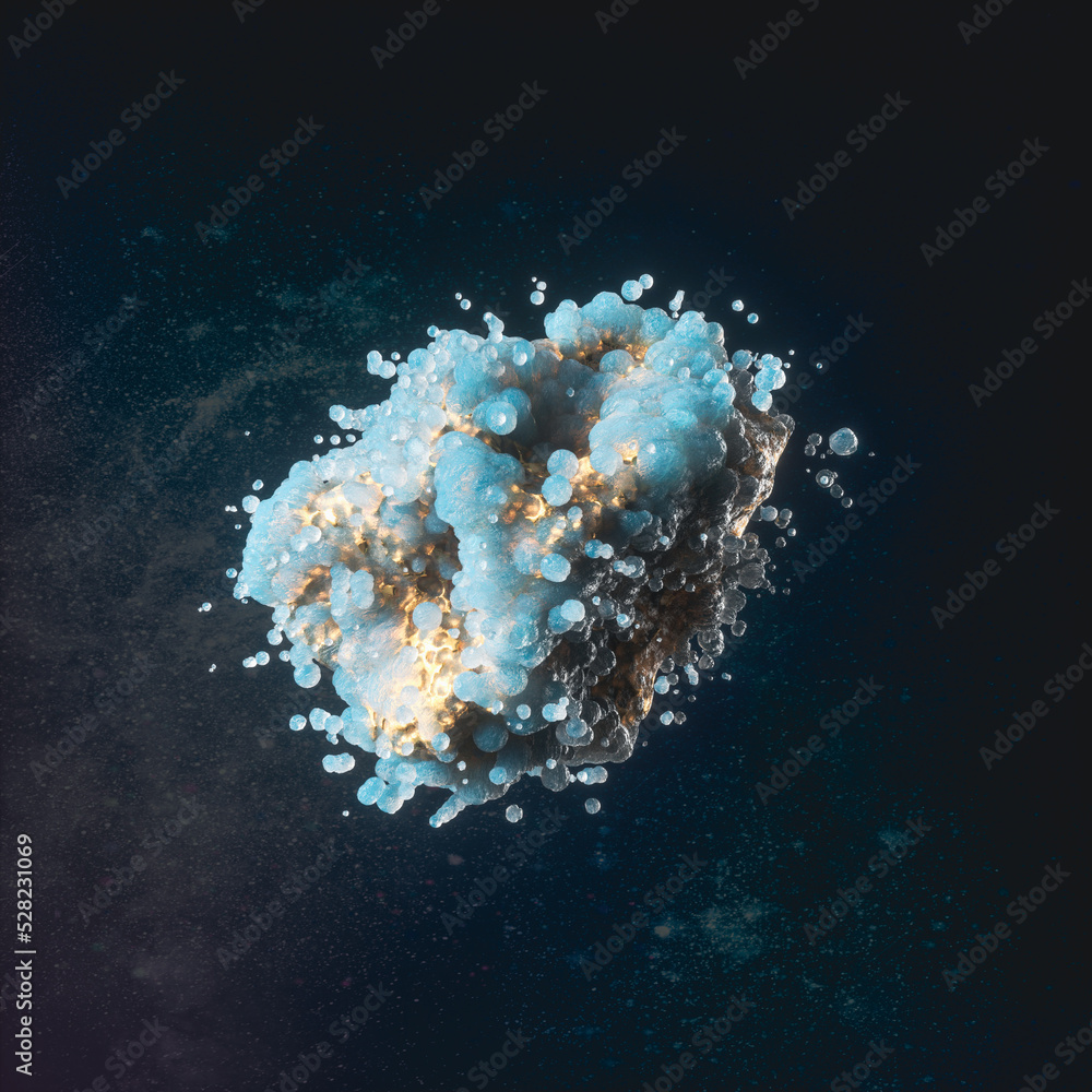 Poster abstract galaxy gem stone for product display. 3d rendering.