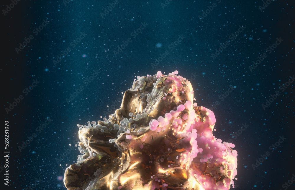 Poster abstract galaxy gem stone for product display. 3d rendering.