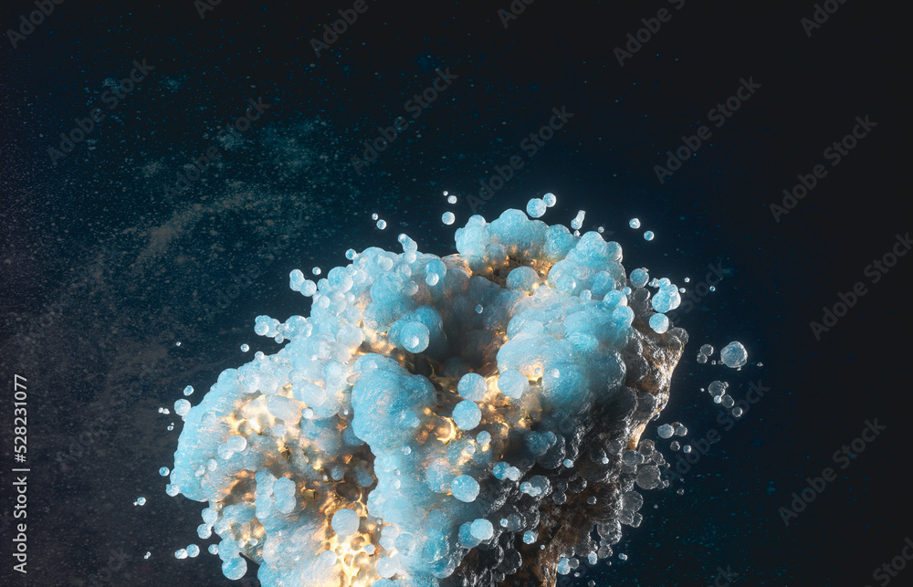 Poster Abstract galaxy gem stone for product display. 3d rendering. 