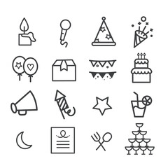 Celebration or party icon set isolated. Modern outline on white background