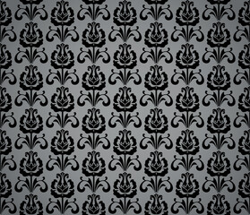 Flower geometric pattern. Seamless vector background. Black and gray ornament