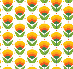 Fototapeta na wymiar Tulip flowers seamless pattern. Natural retro flower pattern for fabrics, textiles, wrapping paper