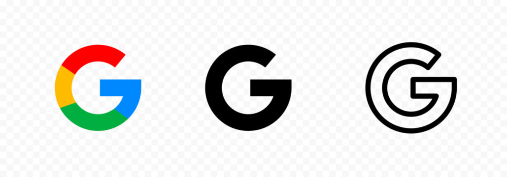 Google logo icons. Google icons set. Google symbols isolated on transparent background. Rivne, Ukraine - September 4, 2020
