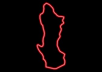 Red glowing neon map of Namentenga Burkina Faso on black background.