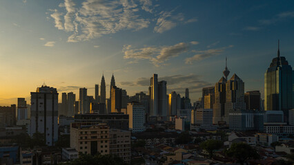 Panorama aerial view of Kuala Lumpur City Centre in the morning