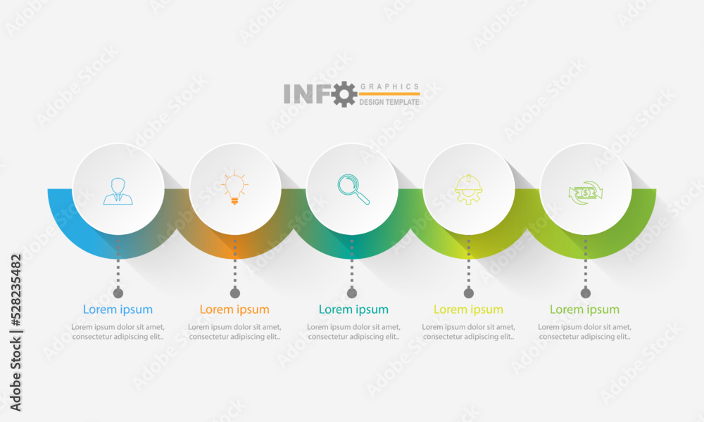 Poster vector infographic circle design template with 5 option or steps.
