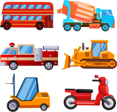 city ​​and construction vehicles set