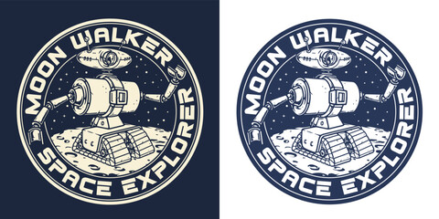 Moon walker vintage monochrome logotype