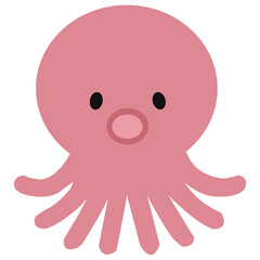 cute pink squid on white