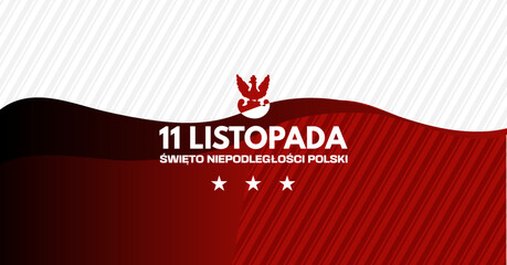 11 Listopada, Święto niepodległości Polski - baner, ilustracja wektorowa - obrazy, fototapety, plakaty