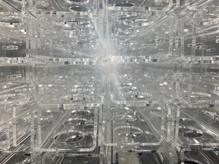 Fototapeta premium Plastic parts made of transparent plexiglass.Production of advertising products. PET plastic.