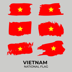 Vietnam national flag in paintbrush style collection