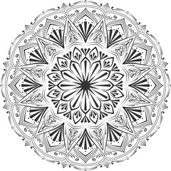 Mandala vector illustration in black and white for coloring book flower pattern