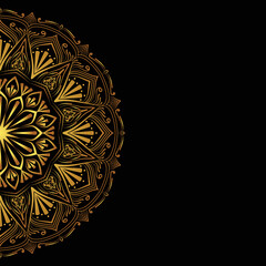 Luxury mandala golden circle frame transparent with vintage gold circular pattern