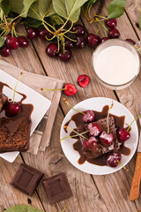 Chocolate pound cake with cherries.