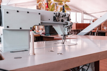 Sewing machine in the workshop