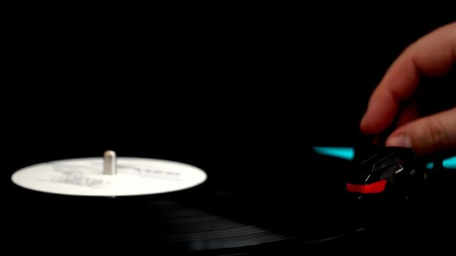 Vinyl record player. Needle on a vinyl record.