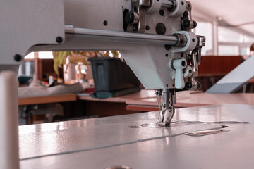 Sewing machine in the workshop