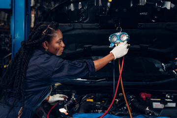 Auto mechanic are repair and maintenance auto engine is problems at car repair shop.