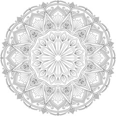 Mandala vector illustration in black and white for coloring book flower pattern