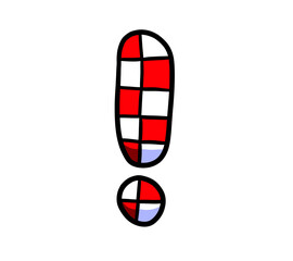 Stylized Cartoon Croatian Themed Exclamation Mark