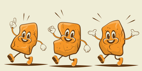 funny cartoon illustration of walking nuggets - 528239445