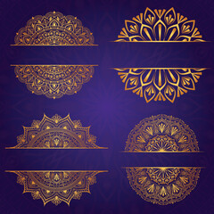 Luxury mandala golden circle frame transparent with vintage gold circular pattern