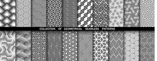 Fototapeta na wymiar Geometric set of seamless black and white patterns. Simpless vector graphics