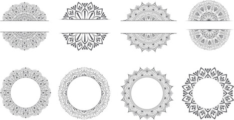 Luxury mandala golden circle frame transparent with vintage gold circular pattern