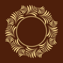 Decorative frame Elegant vector element for design in Eastern style, place for text. Floral golden and brown border. Lace illustration for invitations and greeting cards