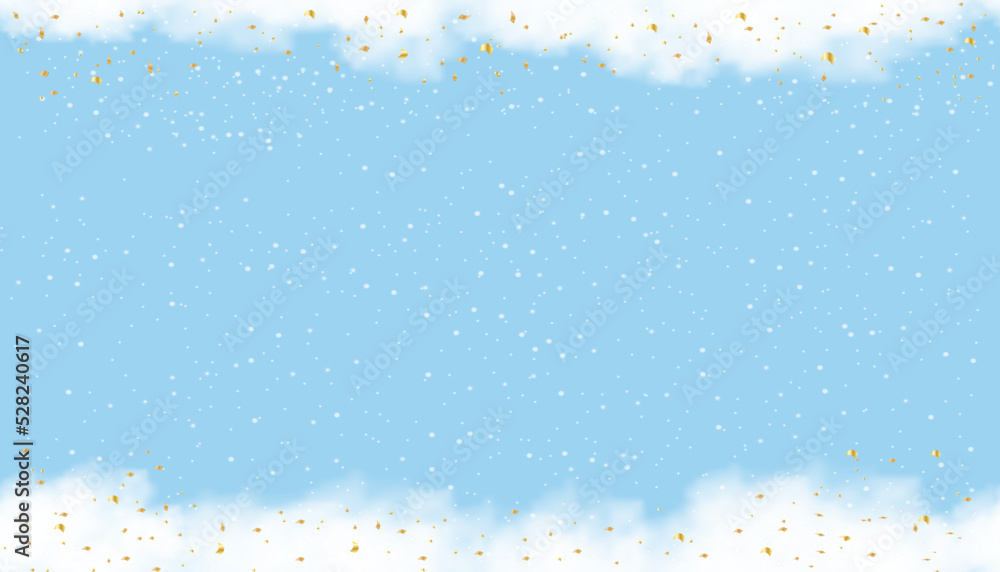 Poster seamless pattern clouds and gold element on transparent background, horizon pattern of white fulffy 