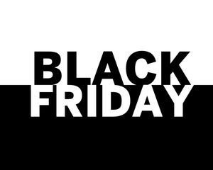 Black Friday Sale banner. Modern minimal design with black and white typography. Vector illustration.