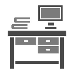 Desk Greyscale Glyph Icon