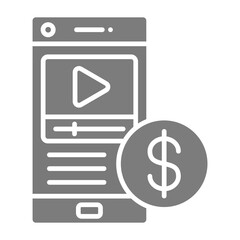 Paid Content Greyscale Glyph Icon