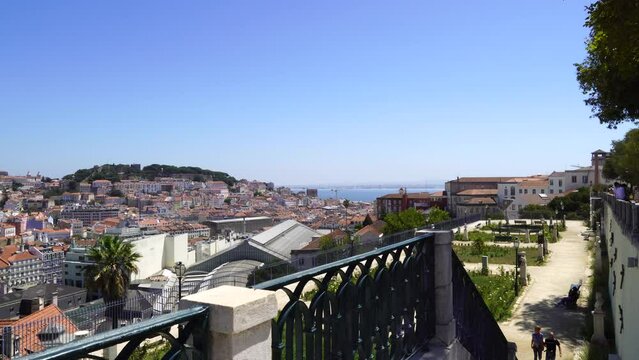 Lisbon, Portugal, downtown, castle and rossio