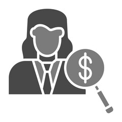 Female Auditor Greyscale Glyph Icon
