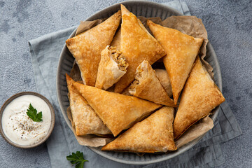 Samosa pasties with meat