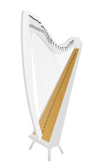 White ancient harp. vector illustration